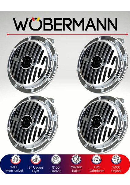 Nikelajlı Korna Seti (2 Takım) – Yüksek Ses Performansı ve Supertone 12V