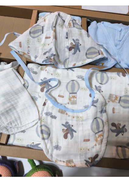 Kız-Erkek Yeni Doğan Hastane Çıkışı % 100 Organik Pamuk Kutulu 10'lu Full Takım Müslin Balonlu fırsatları