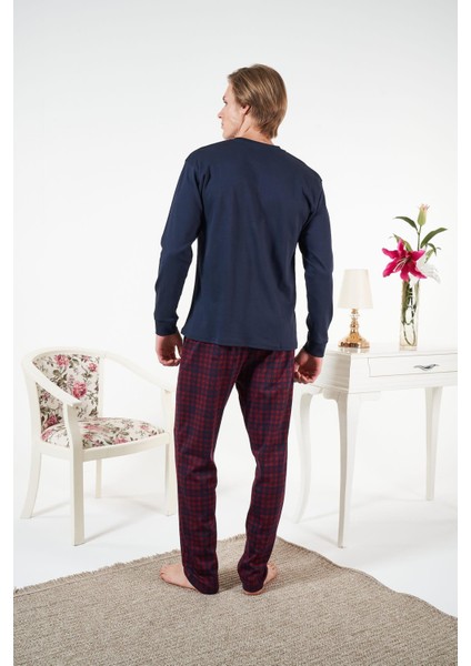 Erkek Altı Ekose Lacivert Penye Interlok Pijama Takımı - 25432R fiyatları