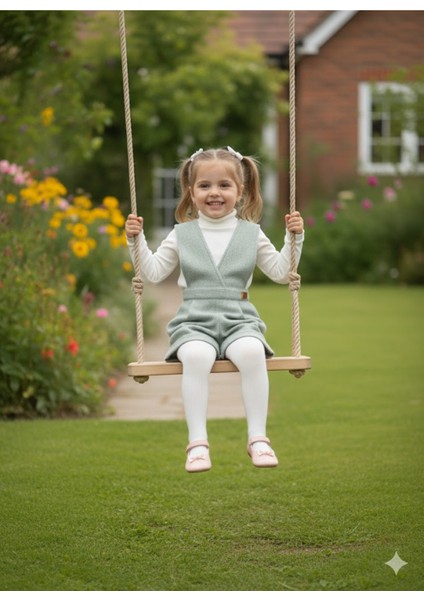 Kışlık Balıkçı Yaka Bluzlu Kız Çocuk Kruvaze Salopet Şort Yeşili Melanj Çoraplı Şık Üçlü Takım Seti fiyatları