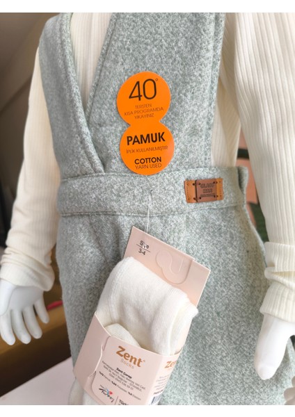 Kışlık Balıkçı Yaka Bluzlu Kız Çocuk Kruvaze Salopet Şort Yeşili Melanj Çoraplı Şık Üçlü Takım Seti fırsatları