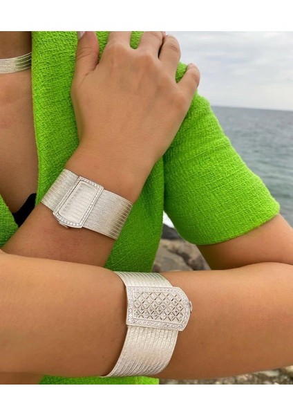 Kadın 13 Sıra Gümüş Prenses Toka Trabzon Hasır Bileklik modelleri