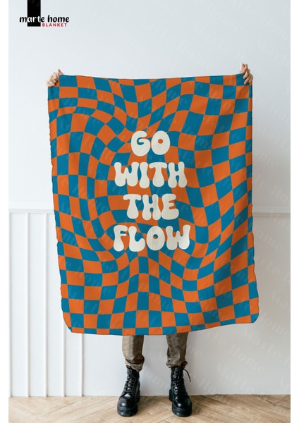 Go Wıth The Flow Polar Tv Battaniyesi 100X170 cm Tek Taraf Baskılı Turuncu