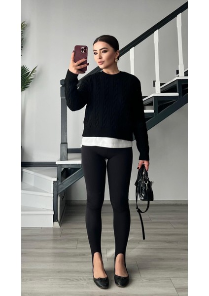 Siyah Ayaktan Geçmeli(Füzo) Tayt