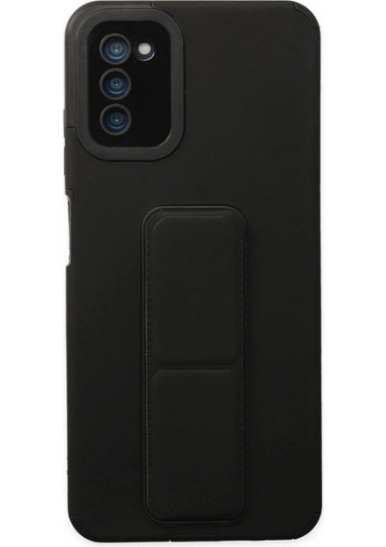 Samsung Galaxy A03S Kılıf Mega Standlı Silikon - Siyah (K95)