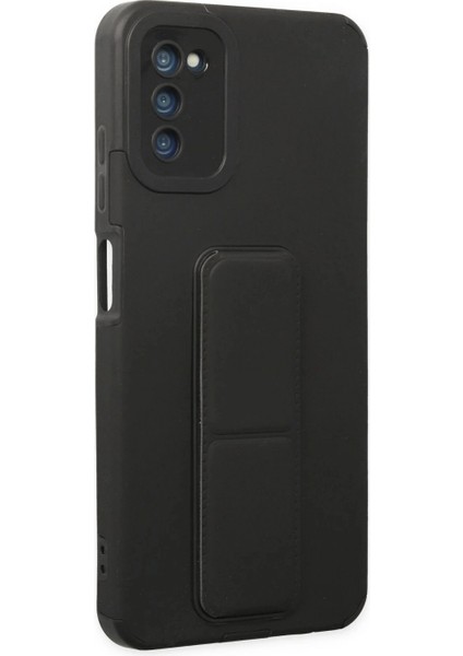 Samsung Galaxy A03S Kılıf Mega Standlı Silikon - Siyah (K95) fiyatları