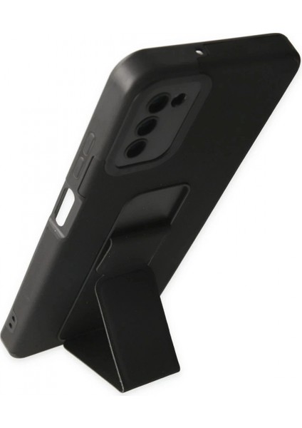 Samsung Galaxy A03S Kılıf Mega Standlı Silikon - Siyah (K95) modelleri