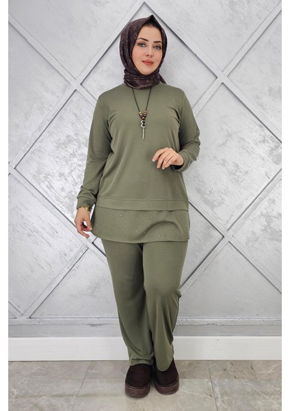 Kadın Kolye ve Taş Detaylı Tesettür Takım modelleri