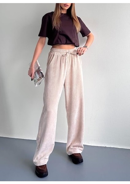 Fitilli Kadife Palazzo Pantolon