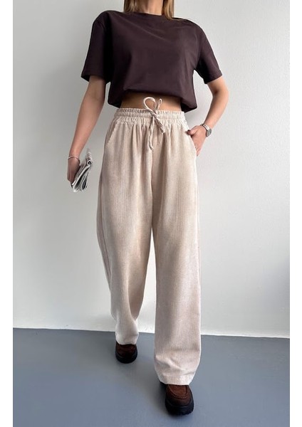 Fitilli Kadife Palazzo Pantolon modelleri