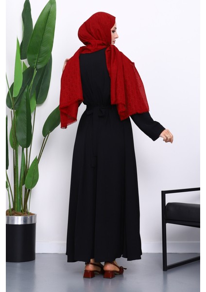 Siyah Bel Bağlamalı Piliseli Elbise fırsatları