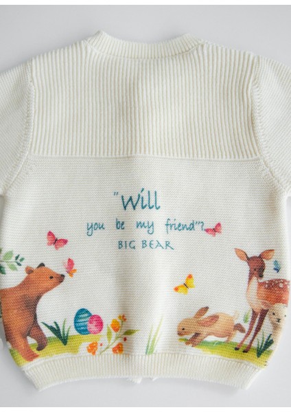 Organik Rosy Triko Hırka Natural