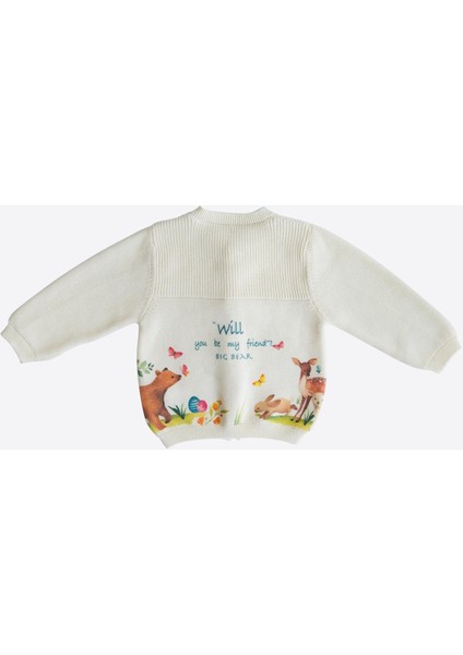 Organik Rosy Triko Hırka Natural