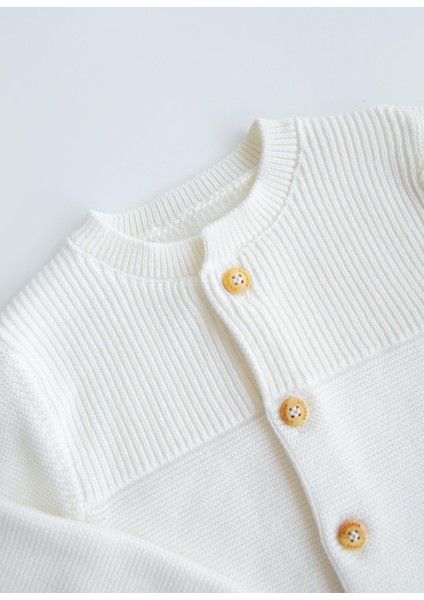 Organik Rosy Triko Hırka Ekru