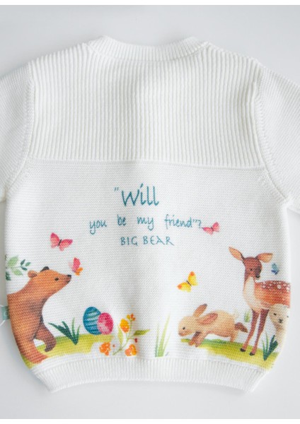 Organik Rosy Triko Hırka Ekru