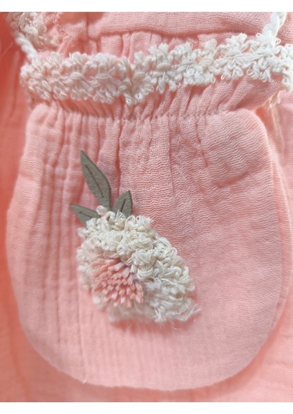 Uzun Kollu Dantel Detaylı Otantik Müslin Çantalı Kız Çocuk Elbisesi modelleri