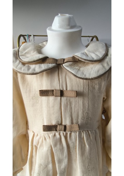 Kız Bebek Çocuk Elbise Otantik Keten Müslin %100 Pamuk Astarlı Tarz Tasarım Çok Şık indirimleri