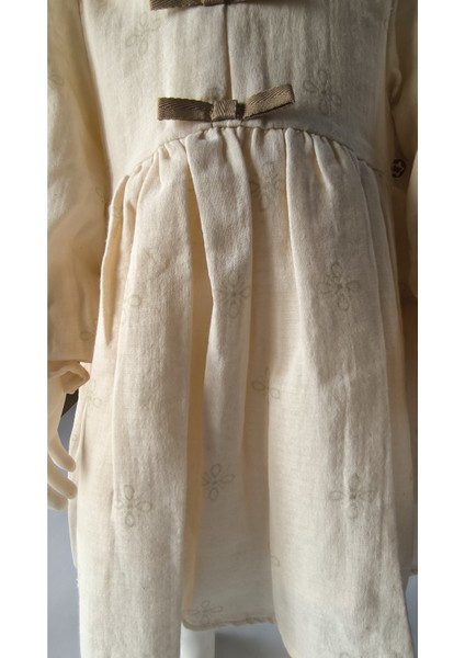 Kız Bebek Çocuk Elbise Otantik Keten Müslin %100 Pamuk Astarlı Tarz Tasarım Çok Şık