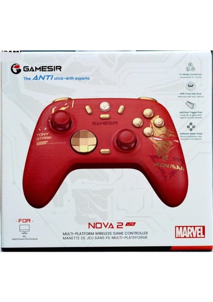 Nova 2 Lite Hall Effect 2.4g Wireless Controller Iron Man Edition Nintendo Switch, Windows Pc, Steam Deck, Android ,ıos modelleri