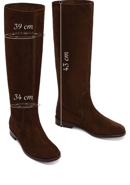Kadın Kahverengi Süet Deri Çizme 25WFD140410 fiyatları