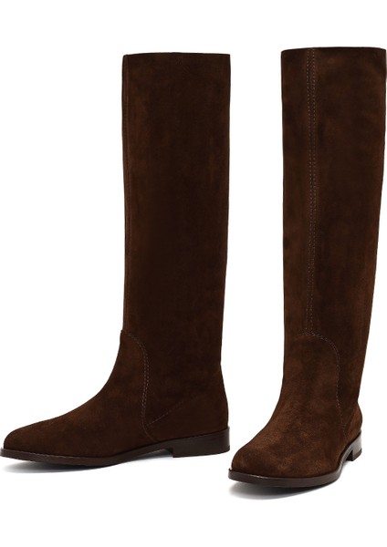 Kadın Kahverengi Süet Deri Çizme 25WFD140410 modelleri