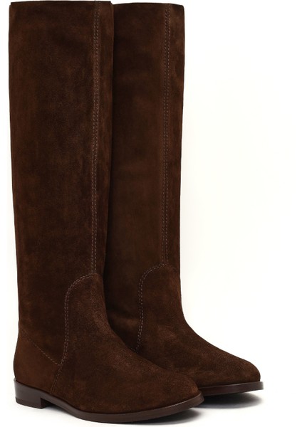 Kadın Kahverengi Süet Deri Çizme 25WFD140410 indirimleri