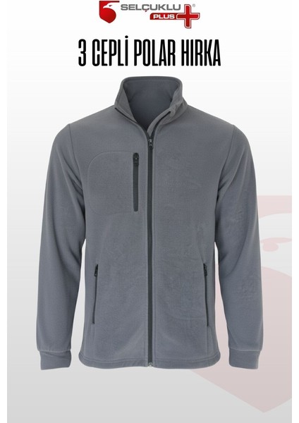 Tam Fermuarlı 3 Cepli Polar Hırka – Koyu Gri, Uzun Kollu, Yumuşak Polar Kumaş, İş Elbisesi ve Soğuk Hava için Rahat Erkek Üst Giyim fırsatları