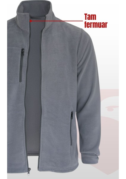Tam Fermuarlı 3 Cepli Polar Hırka – Koyu Gri, Uzun Kollu, Yumuşak Polar Kumaş, İş Elbisesi ve Soğuk Hava için Rahat Erkek Üst Giyim indirimleri
