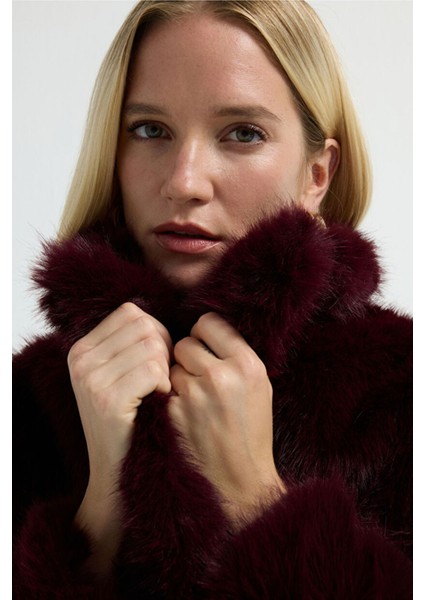 Uzun Kürk Kaban Bordo 13645487000 fiyatları