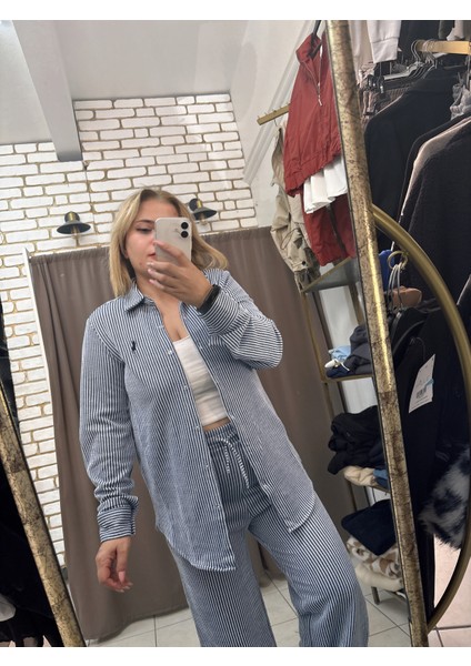 Çizgili Gömlek Pantolon Takım