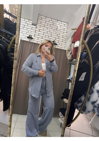 Çizgili Gömlek Pantolon Takım fırsatları