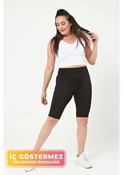 Enenstyle Fashıon Boutıque Kadın Siyah Sporcu Modeli Yazlık Spor Taytı Fitness Gym Training Siyah Kısa Spor Tayt