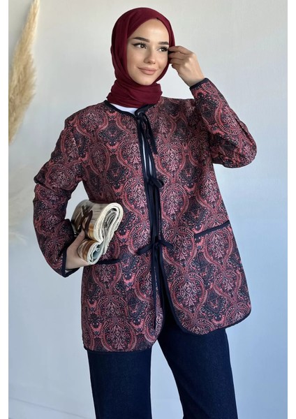 Ön Bağlamalı Kapitoneli Desenli Tesettür Ceket P-00018988 fiyatları
