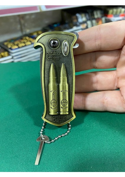 Mermi Figürlü Metal Bıçaklı Çakmak