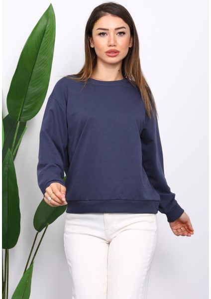 Antrasit Bisiklet Yaka İki İplik Sweatshirt modelleri