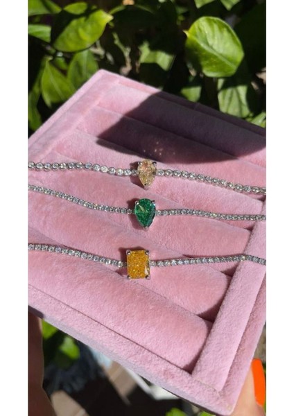 Zümrüt Yeşili Özel Taş Damla Form Su Yolu Bileklik 925 Ayar Gümüş fiyatları