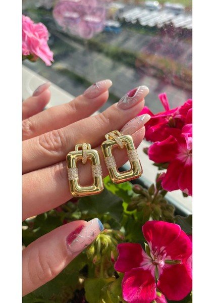 Dikdörtgen Model Taşlı Küpe fiyatları