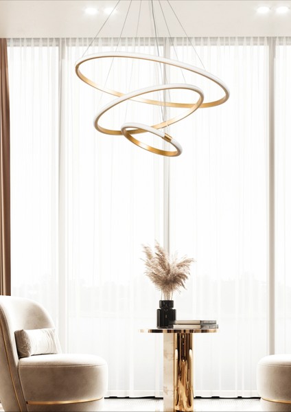 Yuvarlak Halka Eskitme renk Ledli Avize