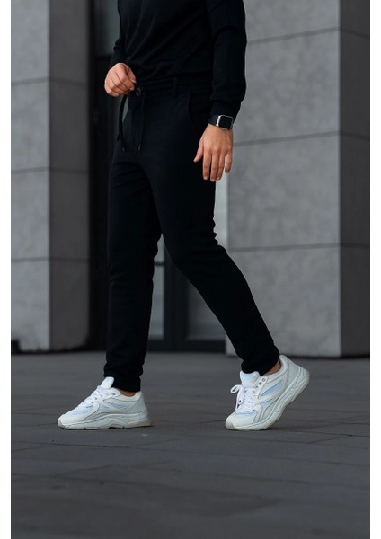 Erkek Diagonel Mikro Dokulu Cepli Pantolon - Siyah fiyatları