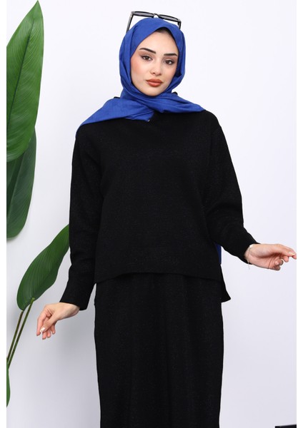 Siyah Gömlek Yaka Triko Etekli Takım modelleri