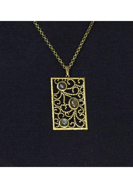 Doğal Taş Labradorit 3'lü Doğal Taşlı Antik Kadın Kolye EUK45LBT fiyatları