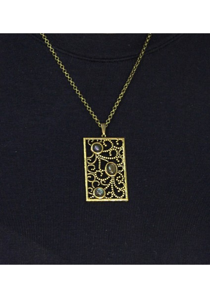 Doğal Taş Labradorit 3'lü Doğal Taşlı Antik Kadın Kolye EUK45LBT modelleri