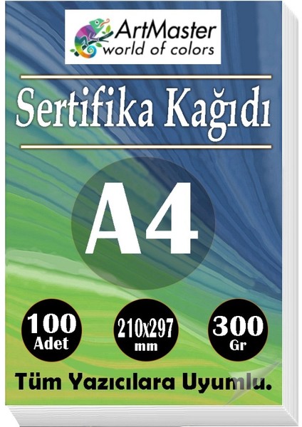A4 Sertifika Kağıdı 100 Adet Gramajlı Fotokopi Kağıdı 300 gr Tüm Yazıcılara Uyumlu 21X29.7 cm Kalın Baskı Kağıdı Kalın