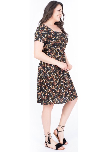 Kare Yaka Çiçekli Elbise indirimleri