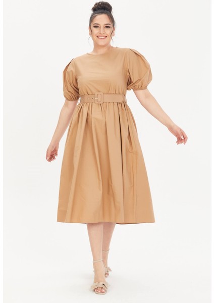 Kemerli Poplin Elbise