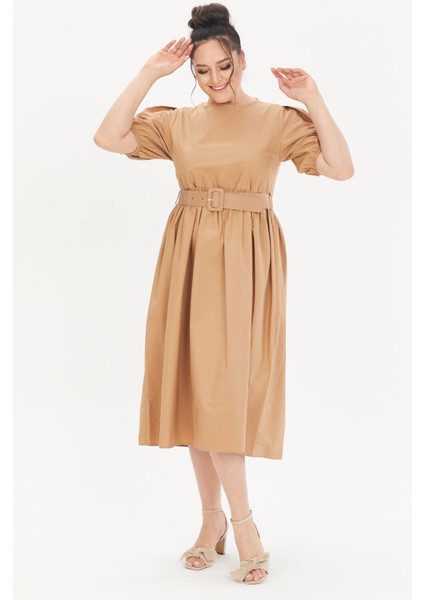 Kemerli Poplin Elbise