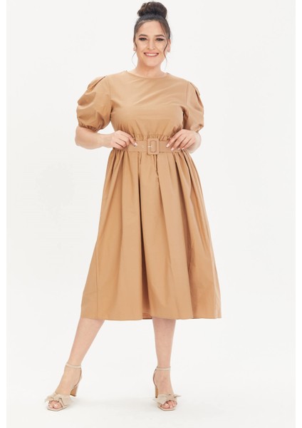 Kemerli Poplin Elbise