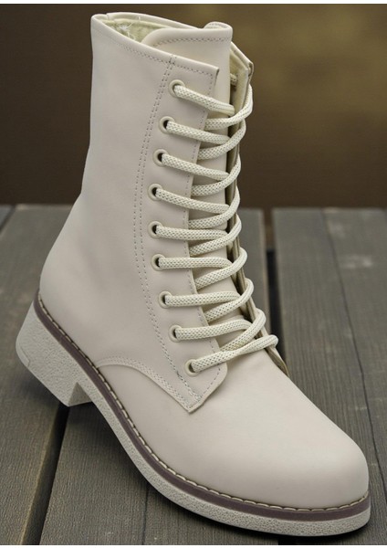 4659 Kadın Bot Ayakkabı Kaymaz Taban Fermuarlı Bağcıklı Günlük Kadın Bot