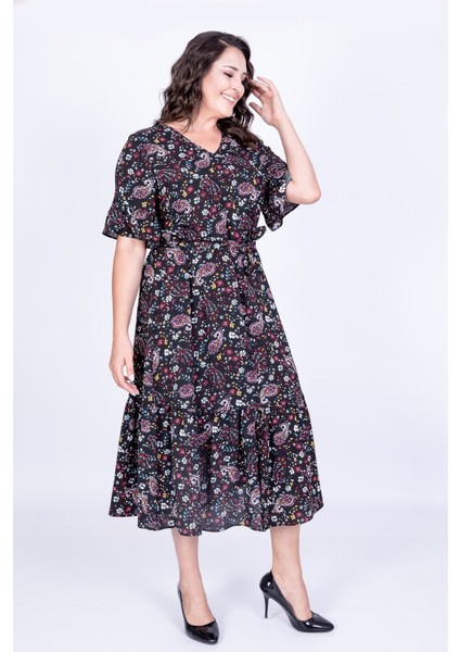 Yarım Kol Fırfır Detaylı Elbise fiyatları