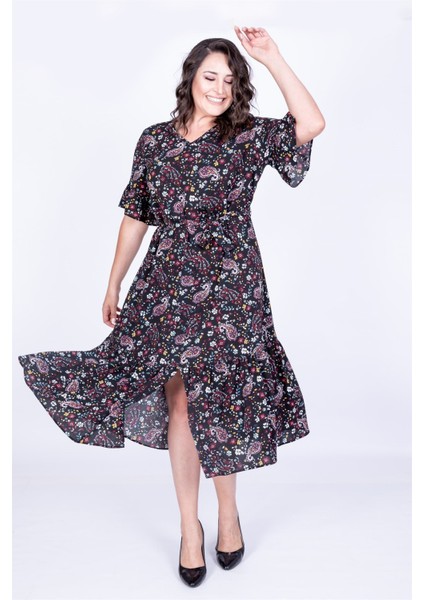 Yarım Kol Fırfır Detaylı Elbise fırsatları